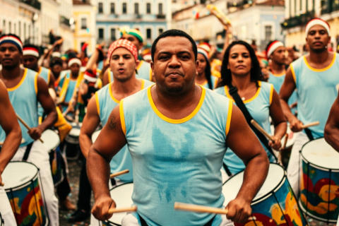 Grupo de percussão no Pelourinho